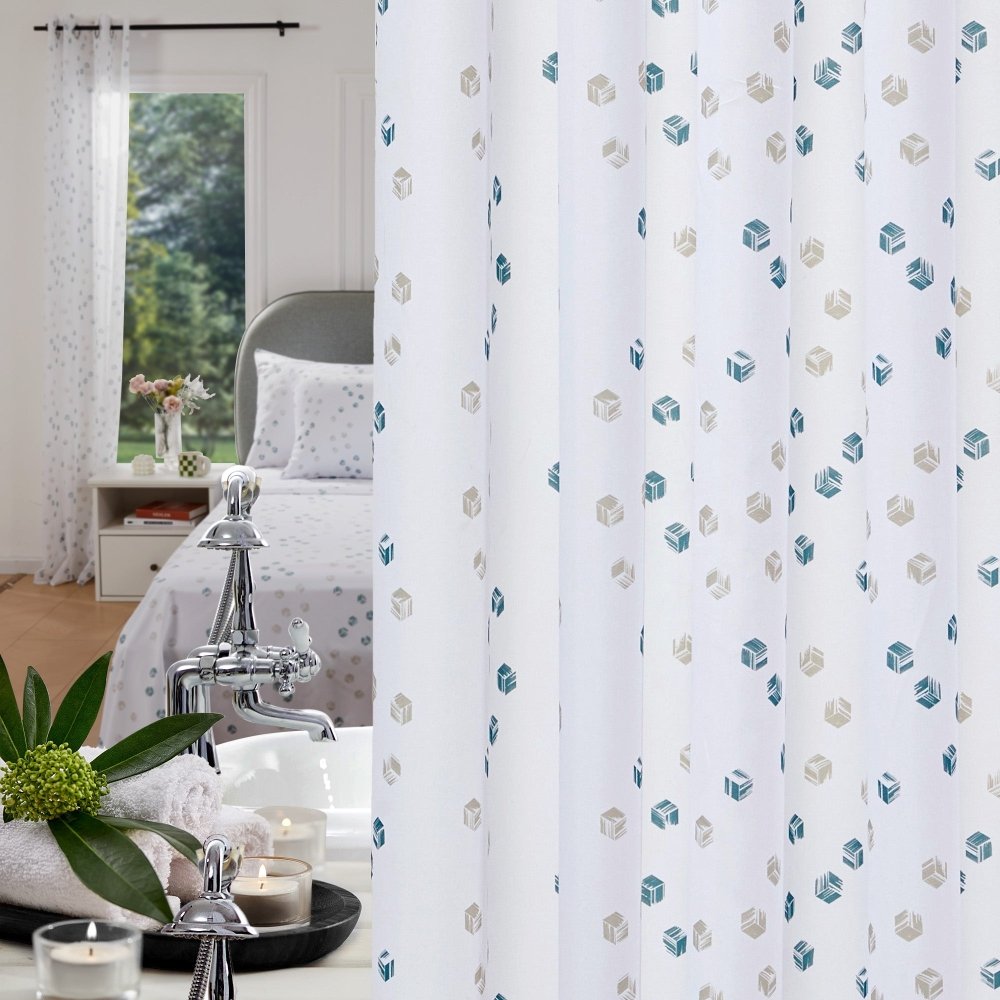 Modern Cubic Play Shower Curtains - Deconovo US