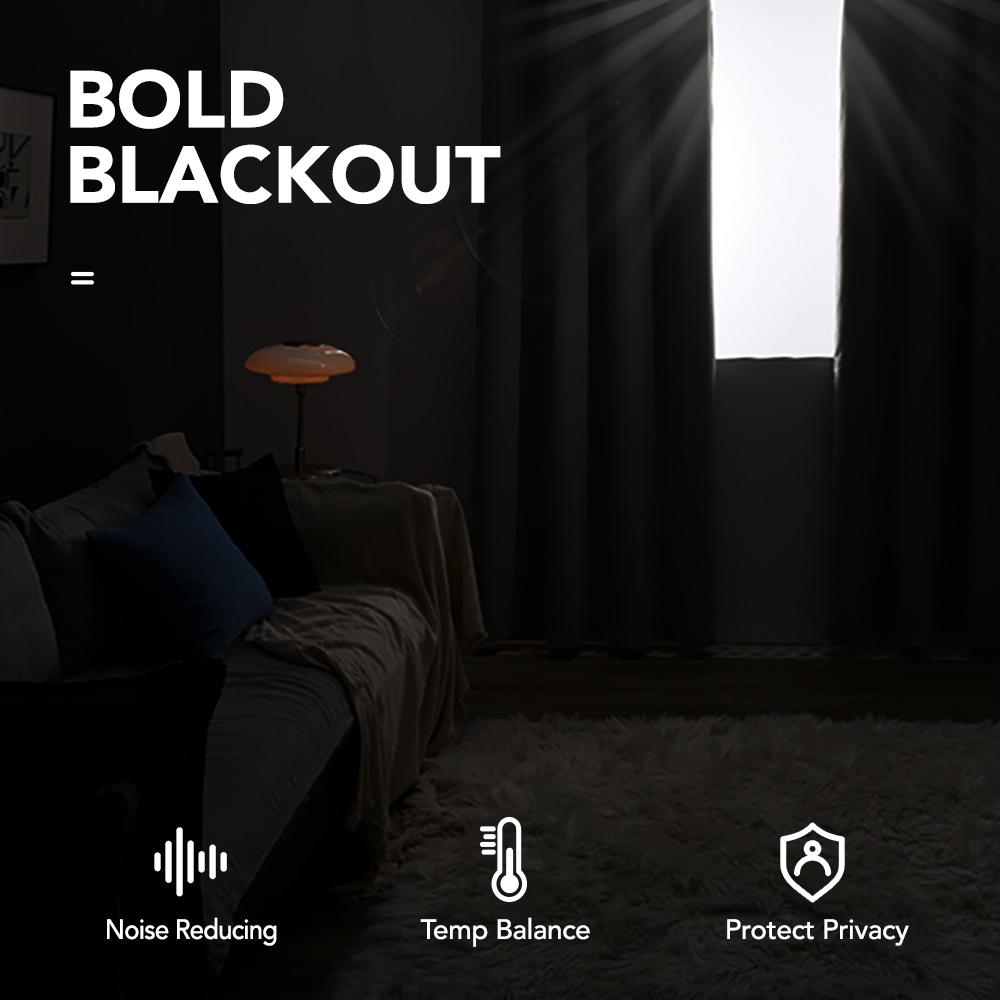 100% Total Blackout Curtains | Block Out Shades, Thermal Insulated, Noise Reducing | Ready Made Deconovo | 2 Panels