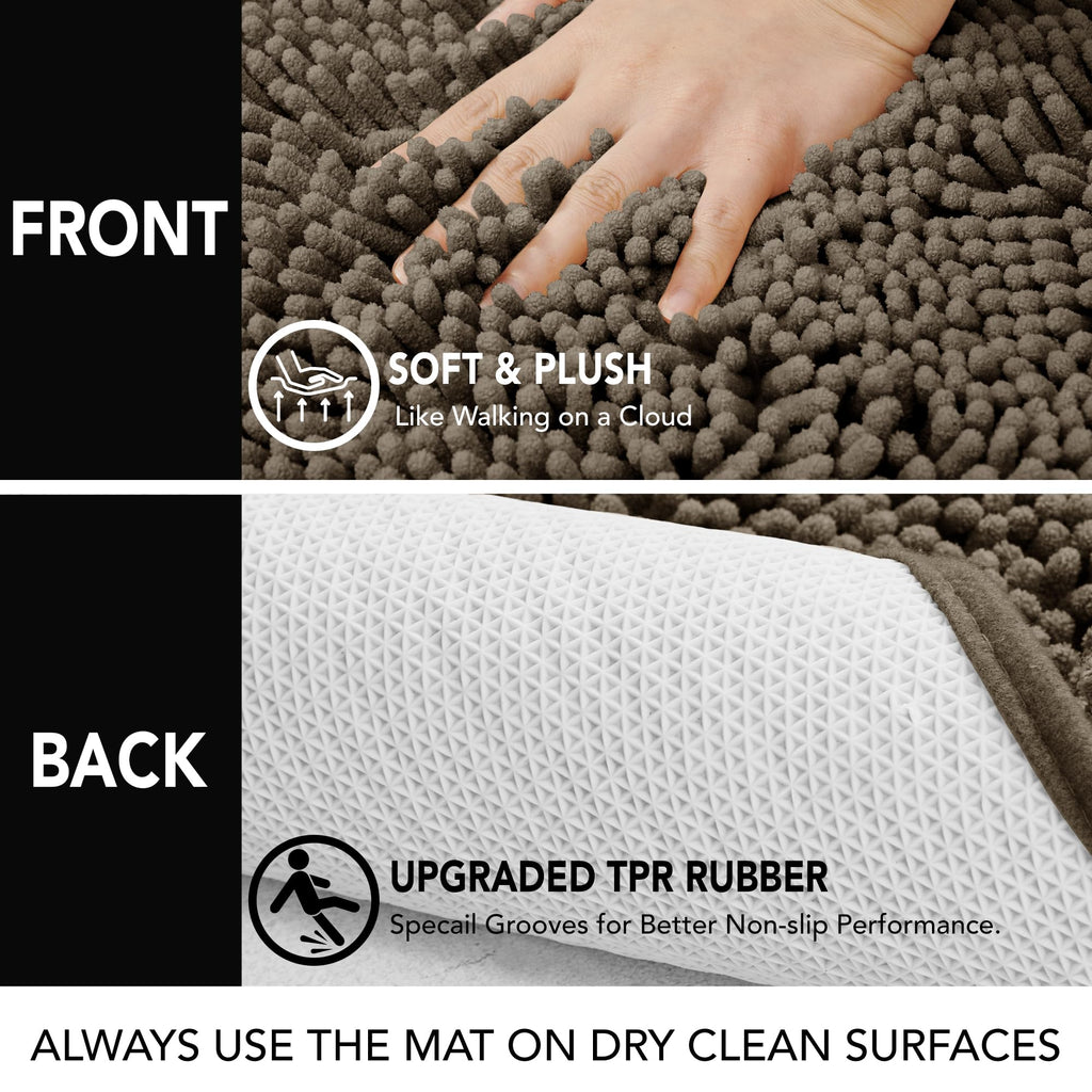 Deconovo 4 - Pack Bath Rugs: Thick Chenille, Soft & Quick - Dry Plush for Bathtub & Shower - Deconovo US