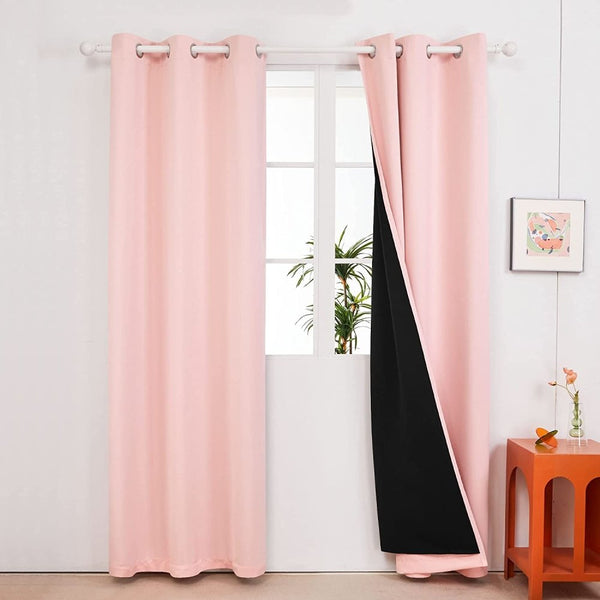 100% Blackout Grommet Black Curtains with Backing, Thermal Insulated, –  Deconovo US