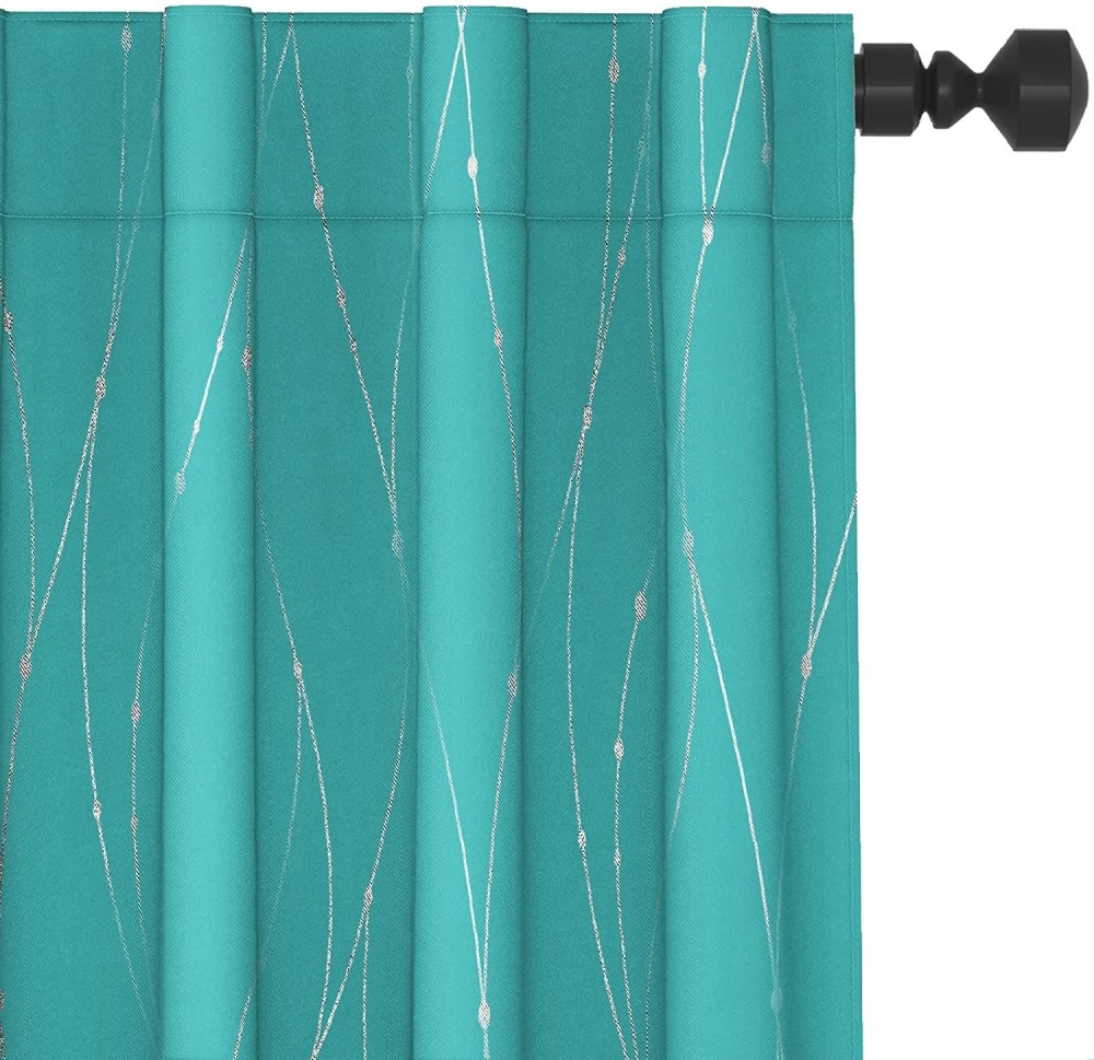 Deconovo Blackout Curtains for Bedroom 2 Panel Set - Light Blocking Curtains with Dots Pattern, Back Tab - Deconovo US