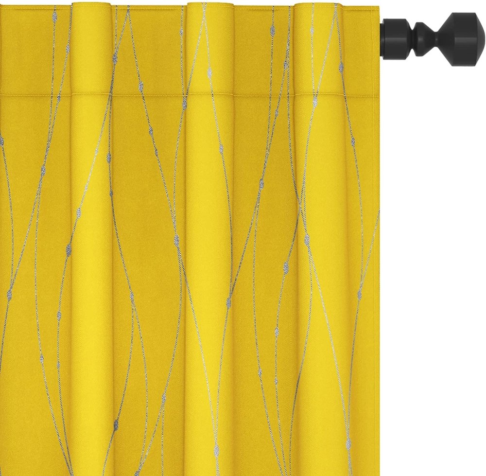 Deconovo Drapes for Bedroom 2 Panel Set - Light Blocking Curtains with Dots Pattern, Back Tab Thermal Window Curtains - Deconovo US