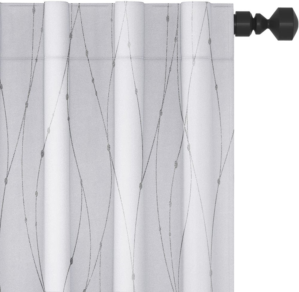 Deconovo Drapes for Bedroom 2 Panel Set - Light Blocking Curtains with Dots Pattern, Back Tab Thermal Window Curtains - Deconovo US