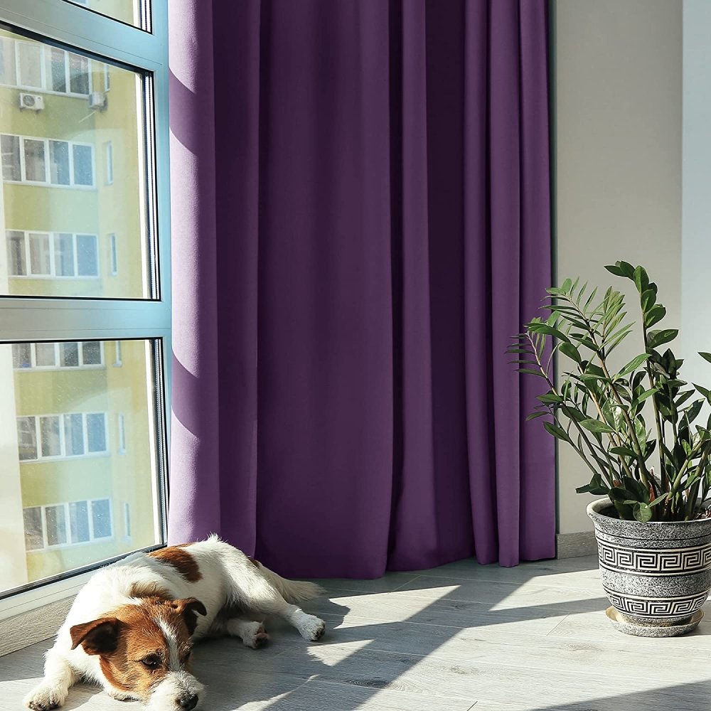 Deconovo Kids Room 100% Blackout Curtains, Light Purple Thermal Insulated Window Curtains with Grommets with Liner for Bedroom Living Room Kitchen, Set of 2, 42x63 in, Light Purple - Deconovo US