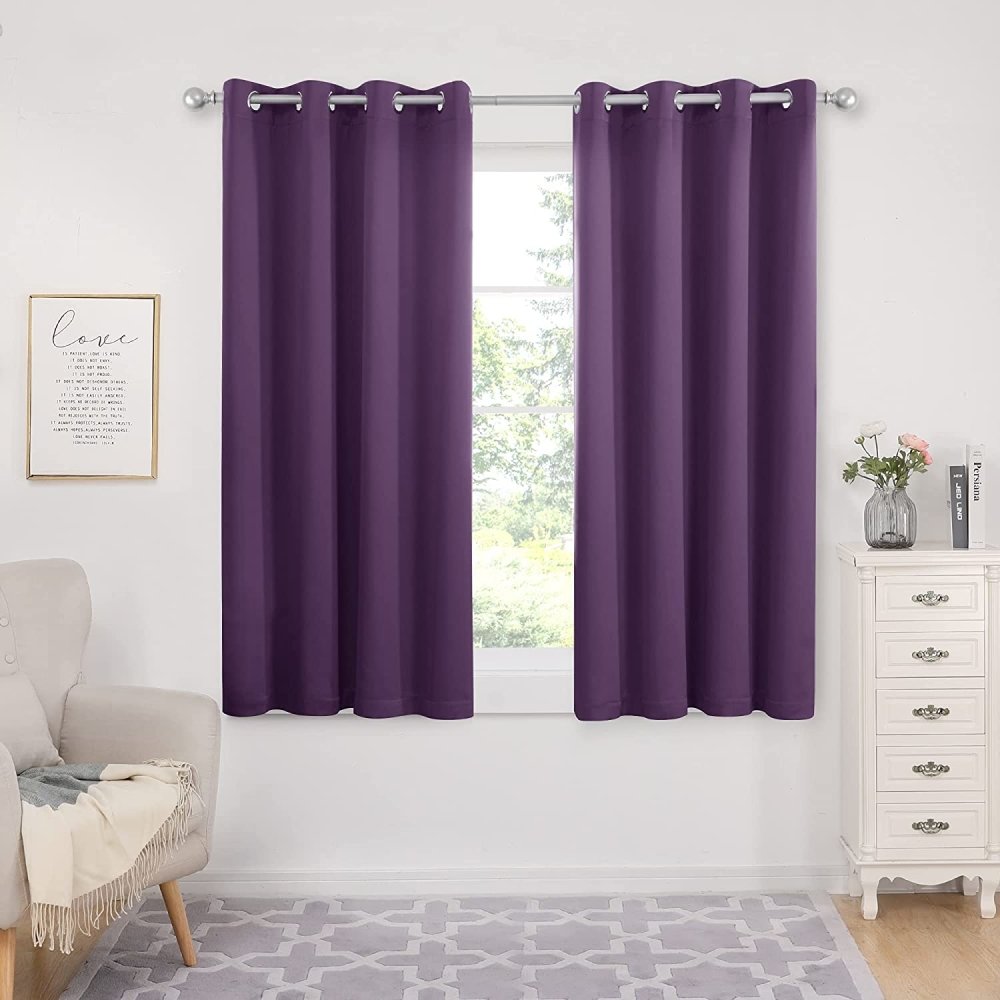 Deconovo Kids Room 100% Blackout Curtains, Light Purple Thermal Insulated Window Curtains with Grommets with Liner for Bedroom Living Room Kitchen, Set of 2, 42x63 in, Light Purple - Deconovo US