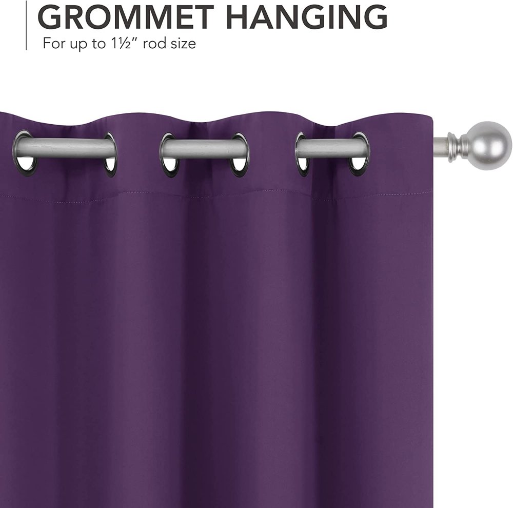 Deconovo Kids Room 100% Blackout Curtains, Light Purple Thermal Insulated Window Curtains with Grommets with Liner for Bedroom Living Room Kitchen, Set of 2, 42x63 in, Light Purple - Deconovo US