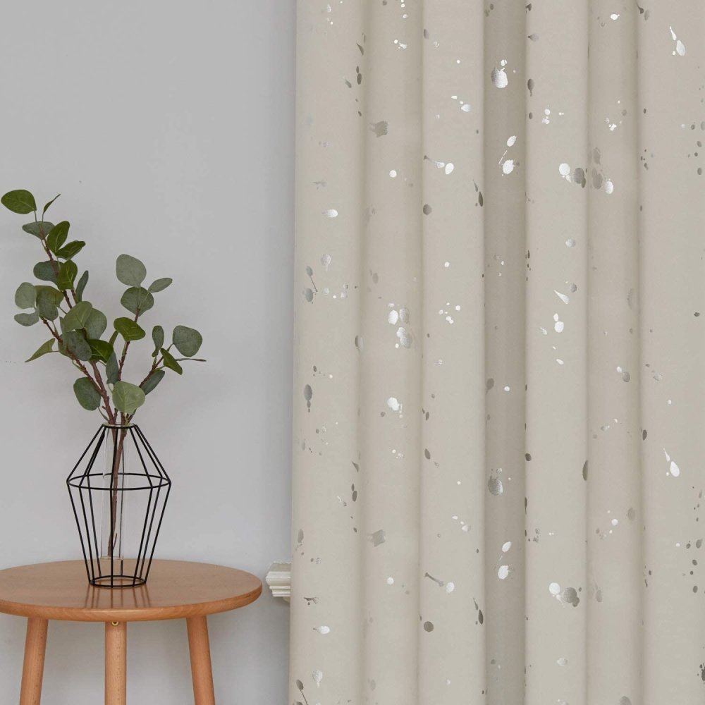 Deconovo Light Blocking Curtains with Foil Gold Printed Dots Pattern Room Darkening Blackout Curtains Window Curtain Panels for Living Room 52W x 54L Inch Forest Green Set of 2 - Deconovo US