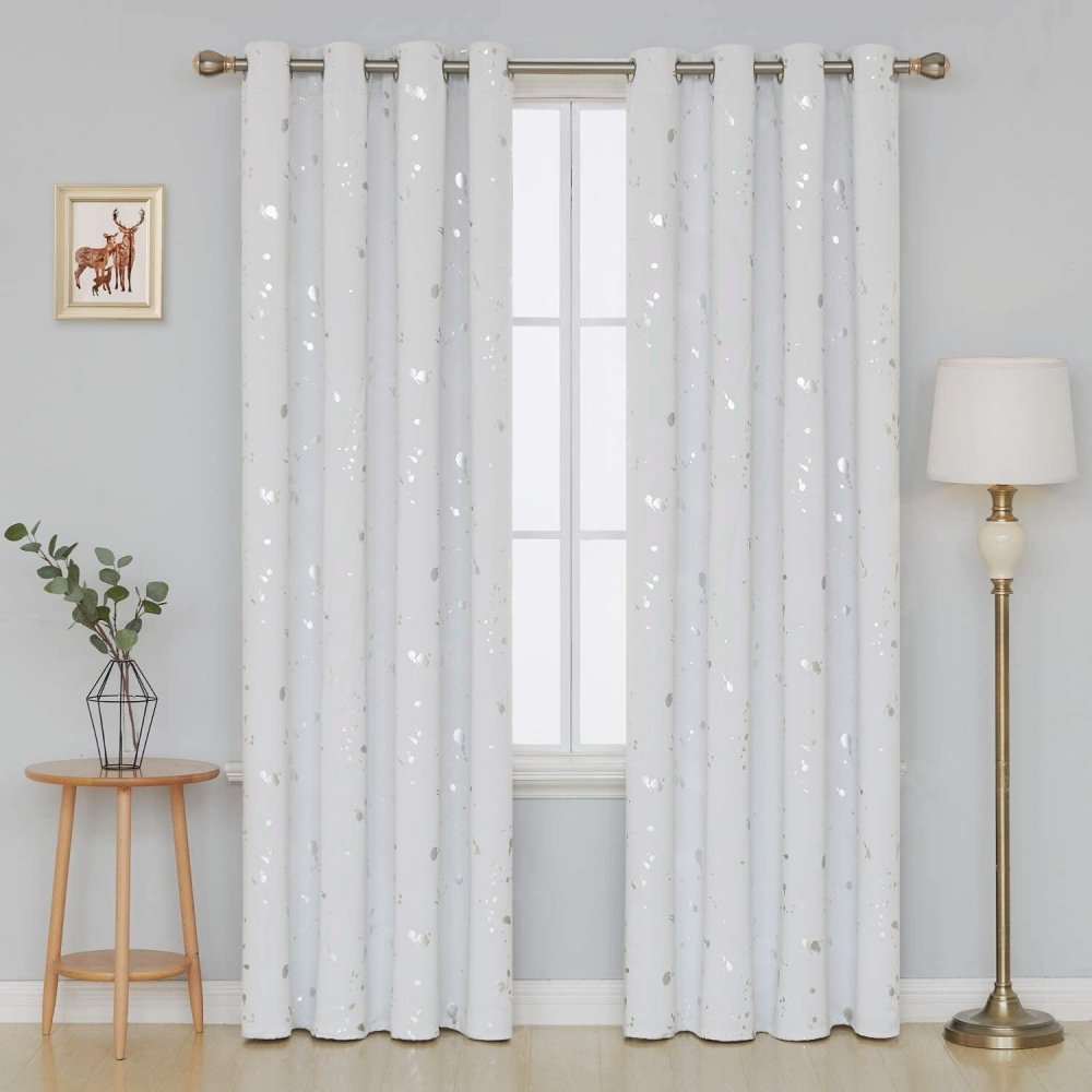 Deconovo Light Blocking Curtains with Foil Gold Printed Dots Pattern Room Darkening Blackout Curtains Window Curtain Panels for Living Room 52W x 54L Inch Forest Green Set of 2 - Deconovo US