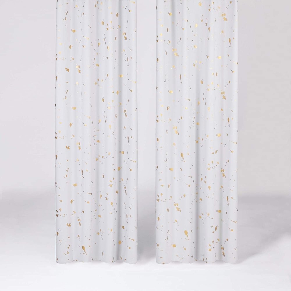 Deconovo Light Blocking Curtains with Foil Gold Printed Dots Pattern Room Darkening Blackout Curtains Window Curtain Panels for Living Room 52W x 54L Inch Forest Green Set of 2 - Deconovo US