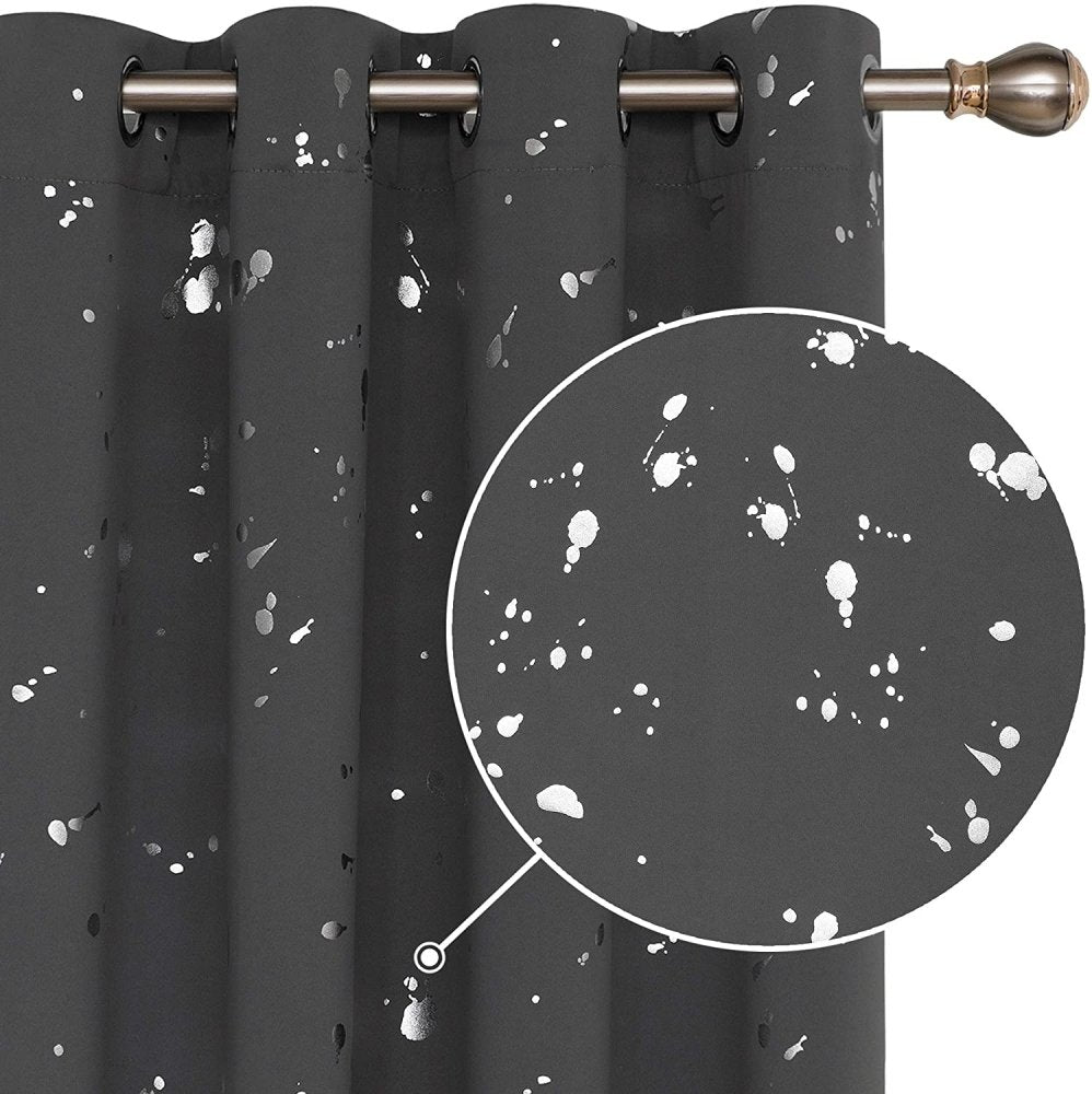 Deconovo Light Blocking Curtains with Foil Gold Printed Dots Pattern Room Darkening Blackout Curtains Window Curtain Panels for Living Room 52W x 54L Inch Forest Green Set of 2 - Deconovo US