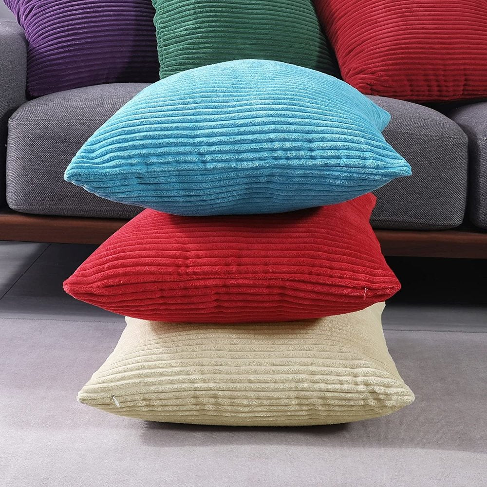 Deconovo Square Corduroy Striped Throw Pillow Covers