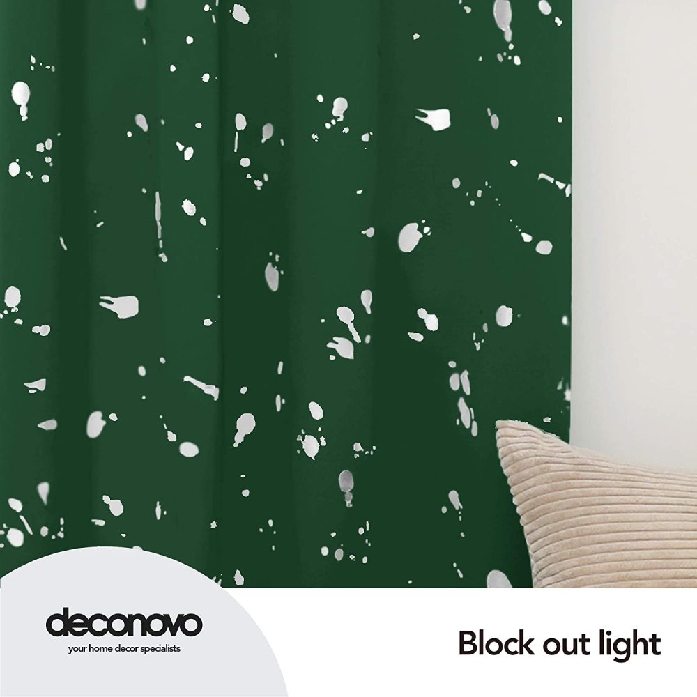 Foil Gold Print Geometric Dot Pattern Blackout Curtains | Ready Made Deconovo | 2 Panels - Deconovo US
