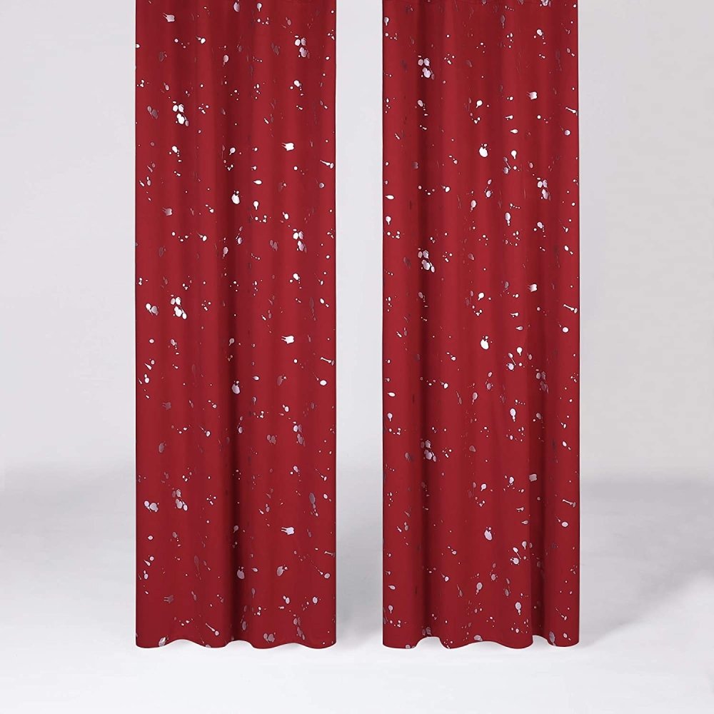 Foil Gold Print Geometric Dot Pattern Blackout Curtains | Ready Made Deconovo | 2 Panels - Deconovo US