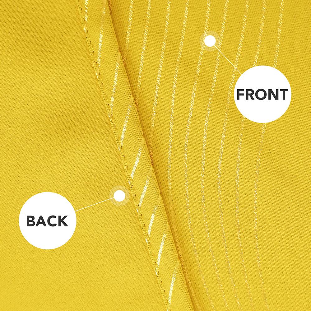 Girls Decorative Golden Striped Blackout Curtains | Grommet / Eyelets | Ready Made Deconovo | 2 Panels - Deconovo US