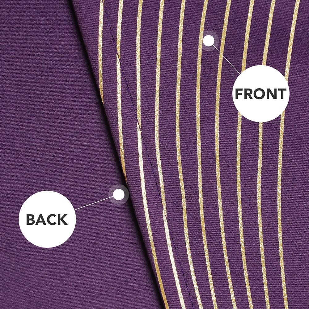 Girls Decorative Golden Striped Blackout Curtains | Grommet / Eyelets | Ready Made Deconovo | 2 Panels - Deconovo US