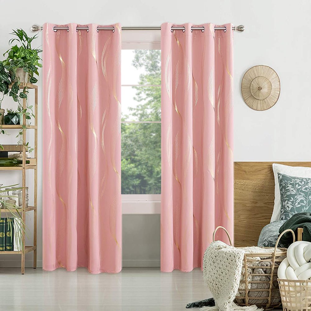 Deconovo Set of 2 Thermal Insulated Blackout Curtains with Foil Golden
