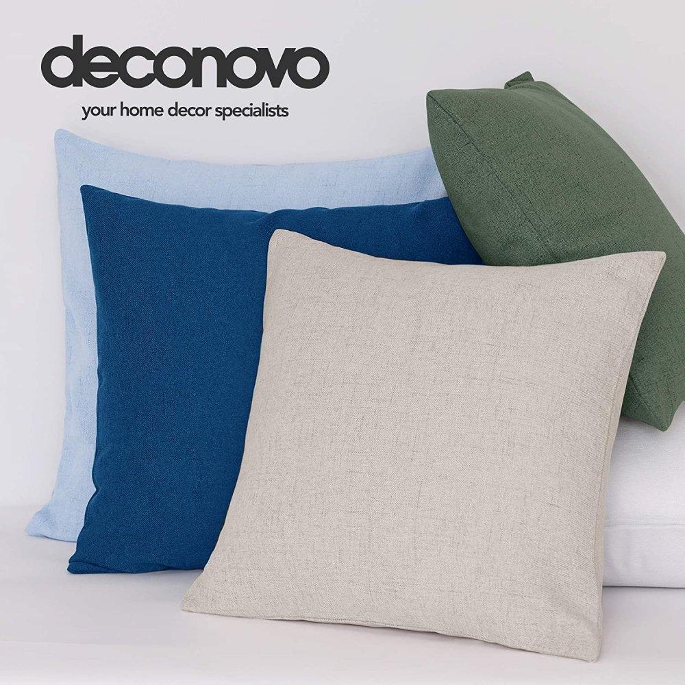 Linen Cushion Covers - Invisible Zipper Throw Pillow Cases - Fashionable Faux Linen Fabric | Deconovo Set of 4 - Deconovo US