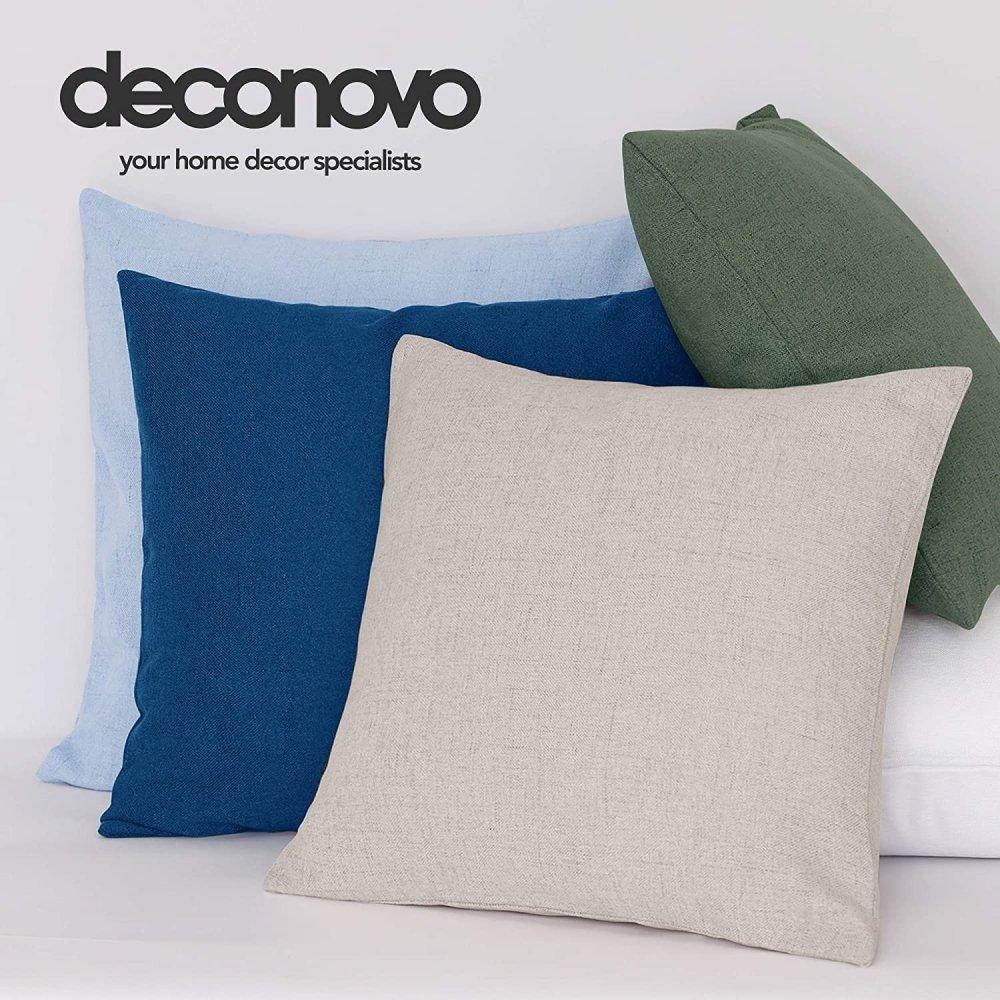 Linen Cushion Covers - Invisible Zipper Throw Pillow Cases - Fashionable Faux Linen Fabric | Deconovo Set of 4 - Deconovo US