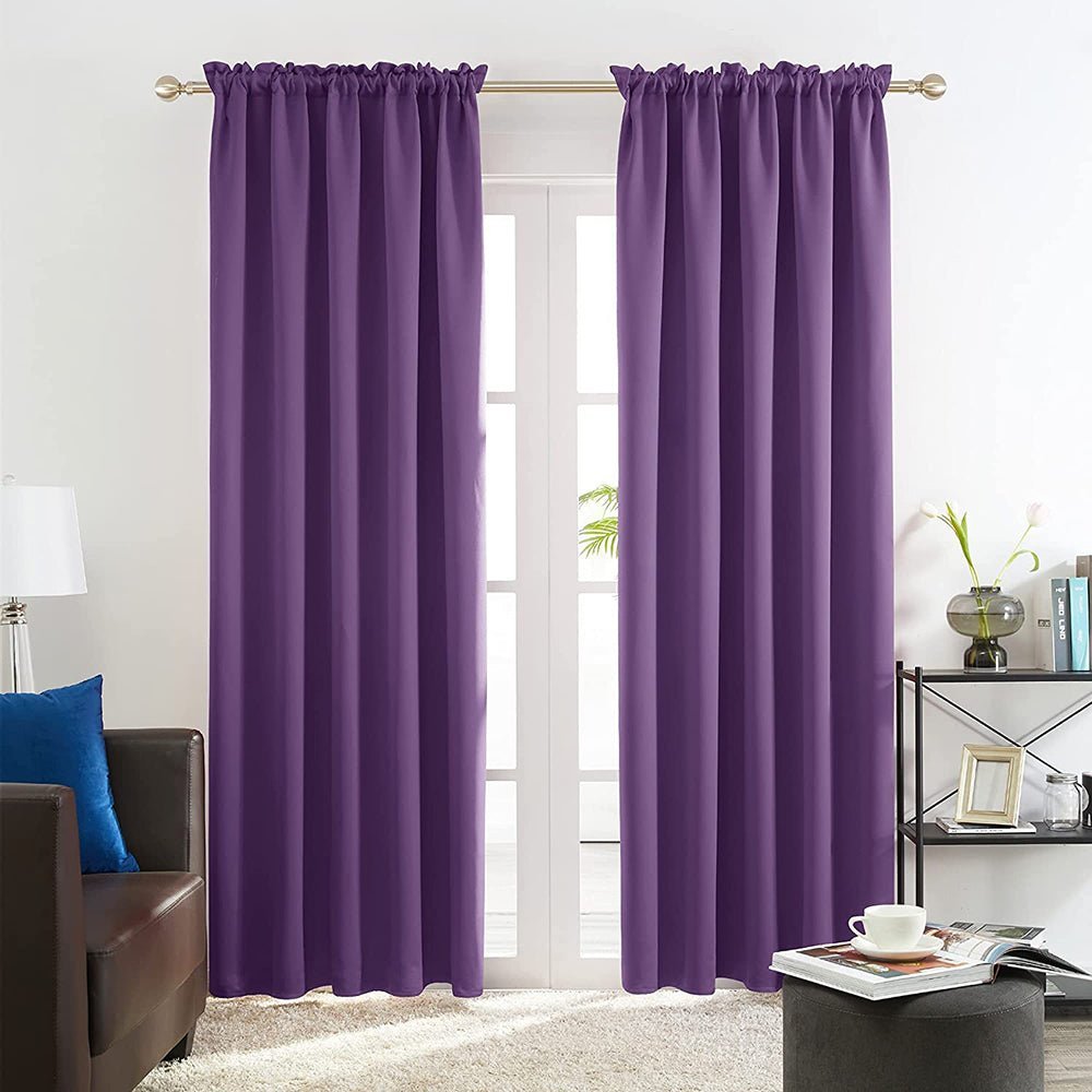 Opaque Solid Color Blackout Drapes | Blockout Curtains - Thermal Insulated for Bedroom | Ready Made Deconovo | 2 Panels - Deconovo US
