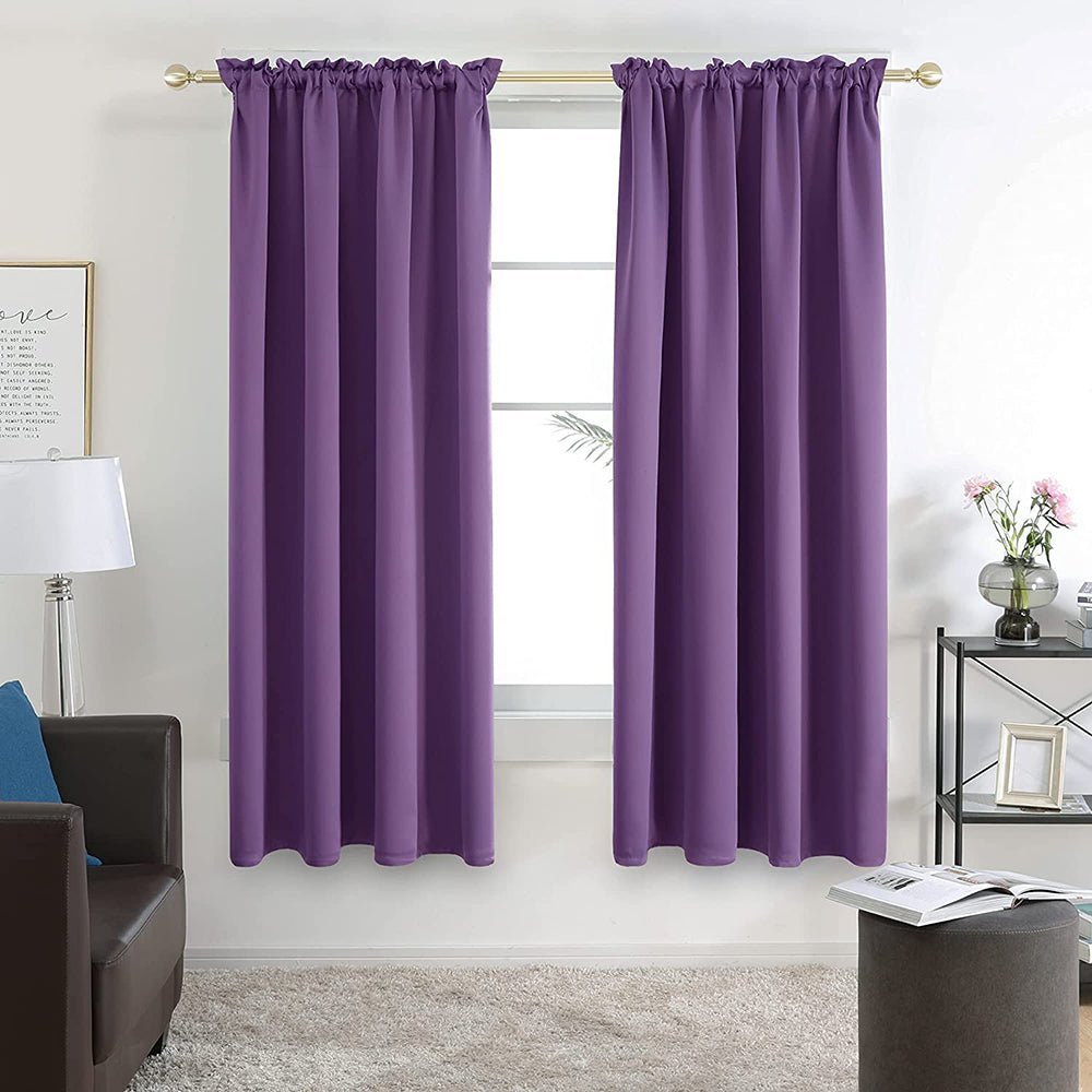 Opaque Solid Color Blackout Drapes | Blockout Curtains - Thermal Insulated for Bedroom | Ready Made Deconovo | 2 Panels - Deconovo US