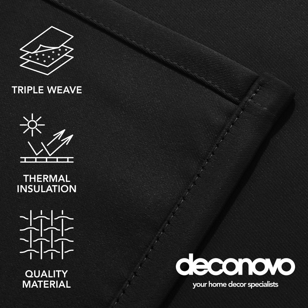 Opaque Solid Color Blackout Drapes | Blockout Curtains - Thermal Insulated for Bedroom | Ready Made Deconovo | 2 Panels - Deconovo US