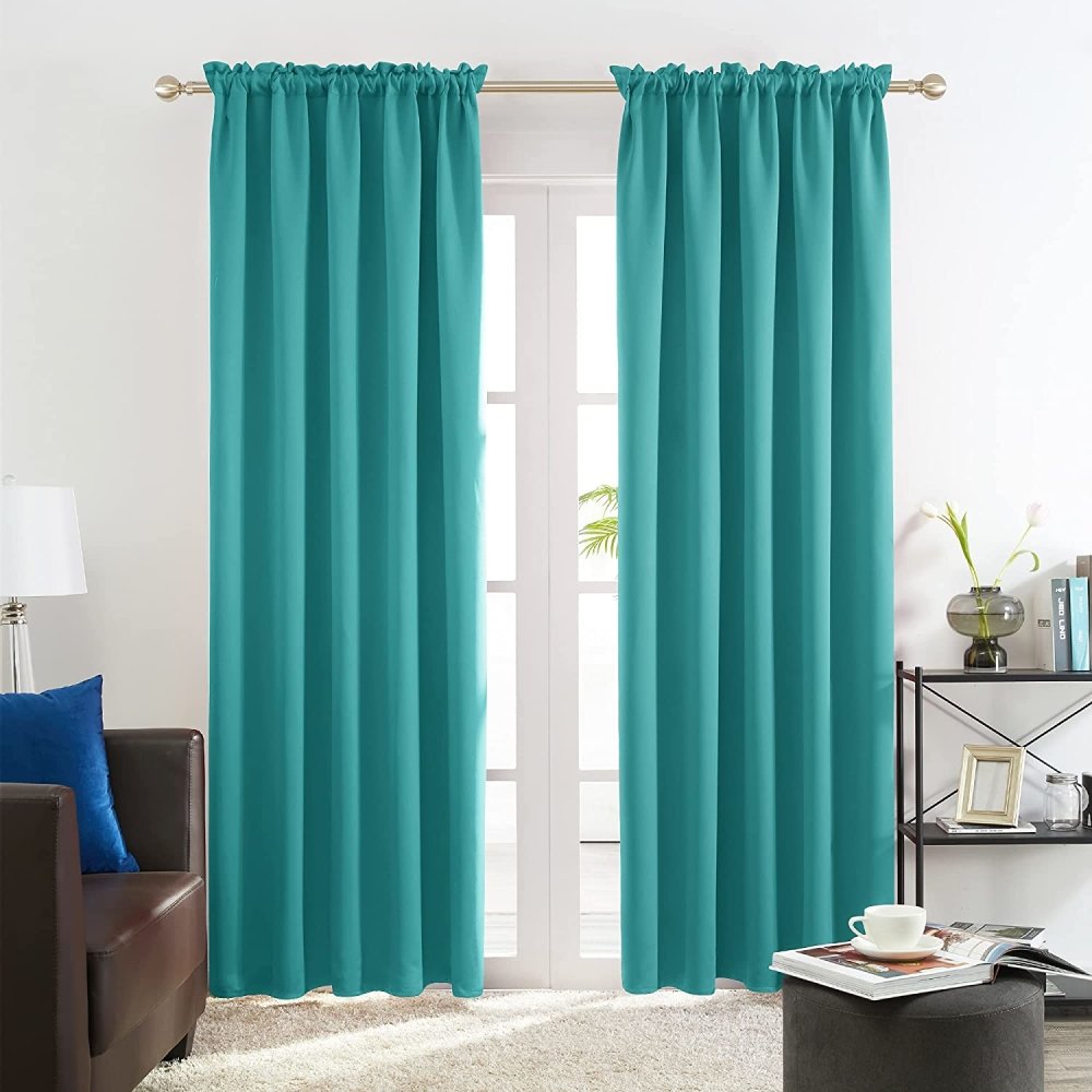 Opaque Solid Color Blackout Drapes | Blockout Curtains - Thermal Insulated for Bedroom | Ready Made Deconovo | 2 Panels - Deconovo US