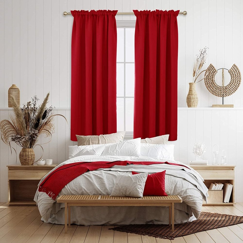 Opaque Solid Color Blackout Drapes | Blockout Curtains - Thermal Insulated for Bedroom | Ready Made Deconovo | 2 Panels - Deconovo US