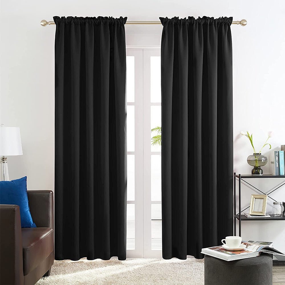 Opaque Solid Color Blackout Drapes | Blockout Curtains - Thermal Insulated for Bedroom | Ready Made Deconovo | 2 Panels - Deconovo US