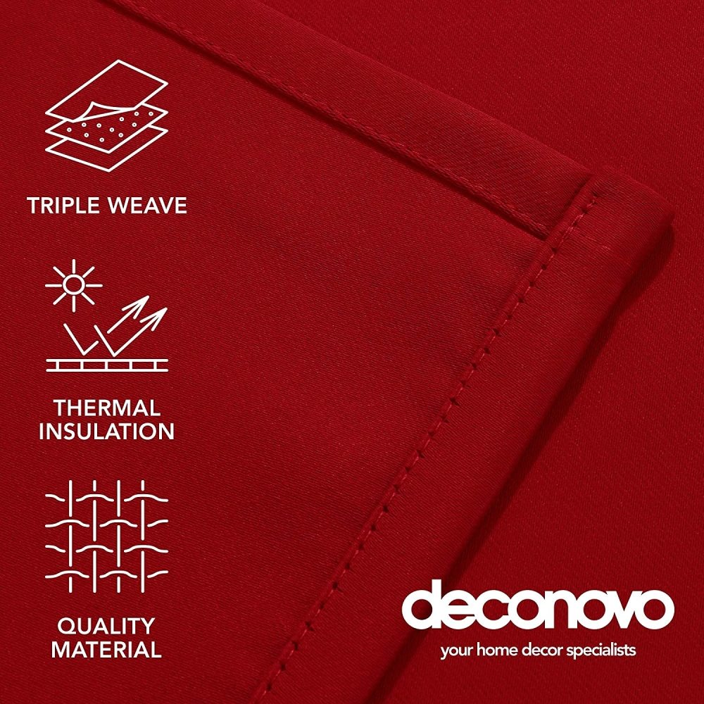 Opaque Solid Color Blackout Drapes | Blockout Curtains - Thermal Insulated for Bedroom | Ready Made Deconovo | 2 Panels - Deconovo US