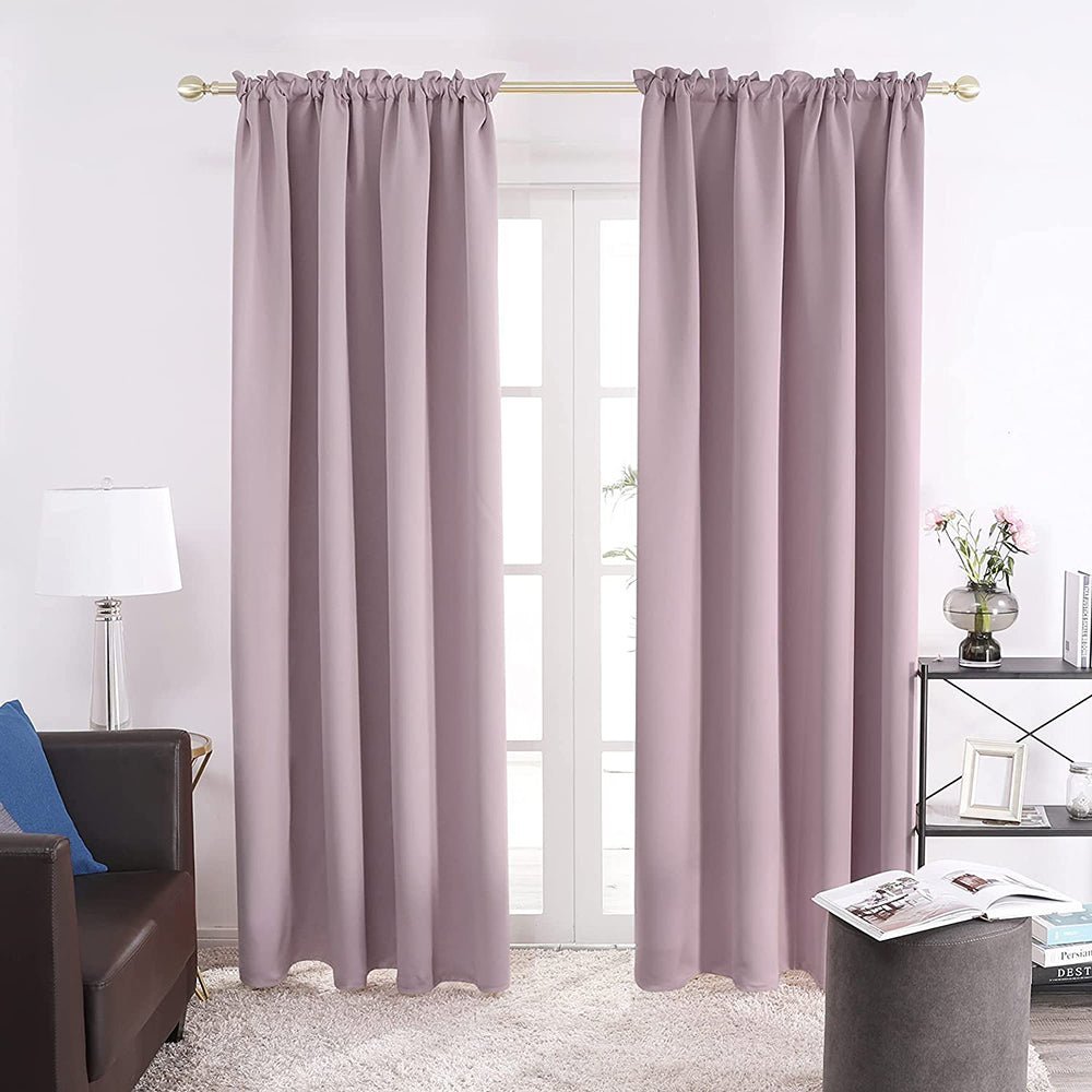 Opaque Solid Color Blackout Drapes | Blockout Curtains - Thermal Insulated for Bedroom | Ready Made Deconovo | 2 Panels - Deconovo US