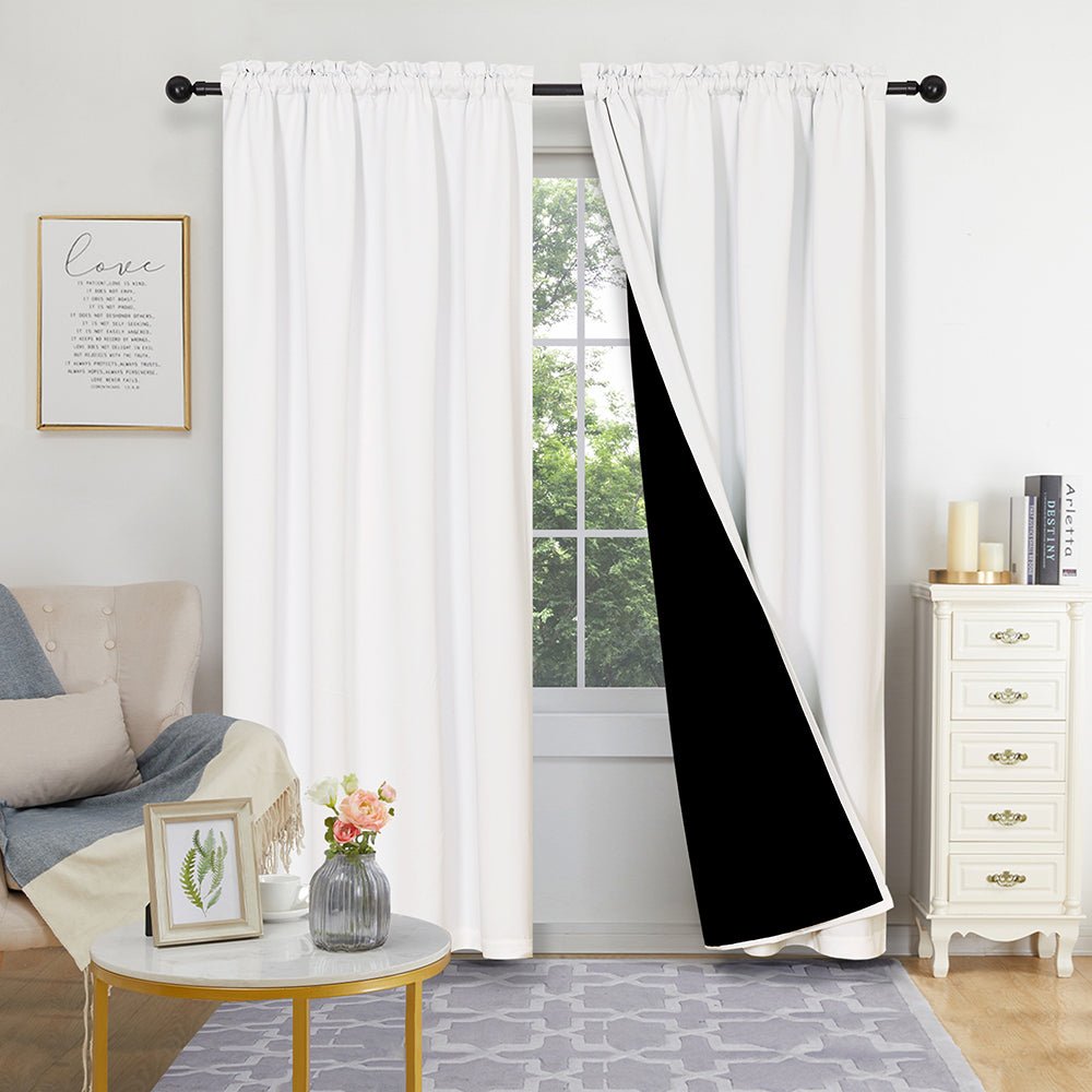 Rod Pocket Total-Blackout Curtains | Double-Layer Thermal-Insulated for Winter Energy Saving | 2 Deconovo Panels - Deconovo US