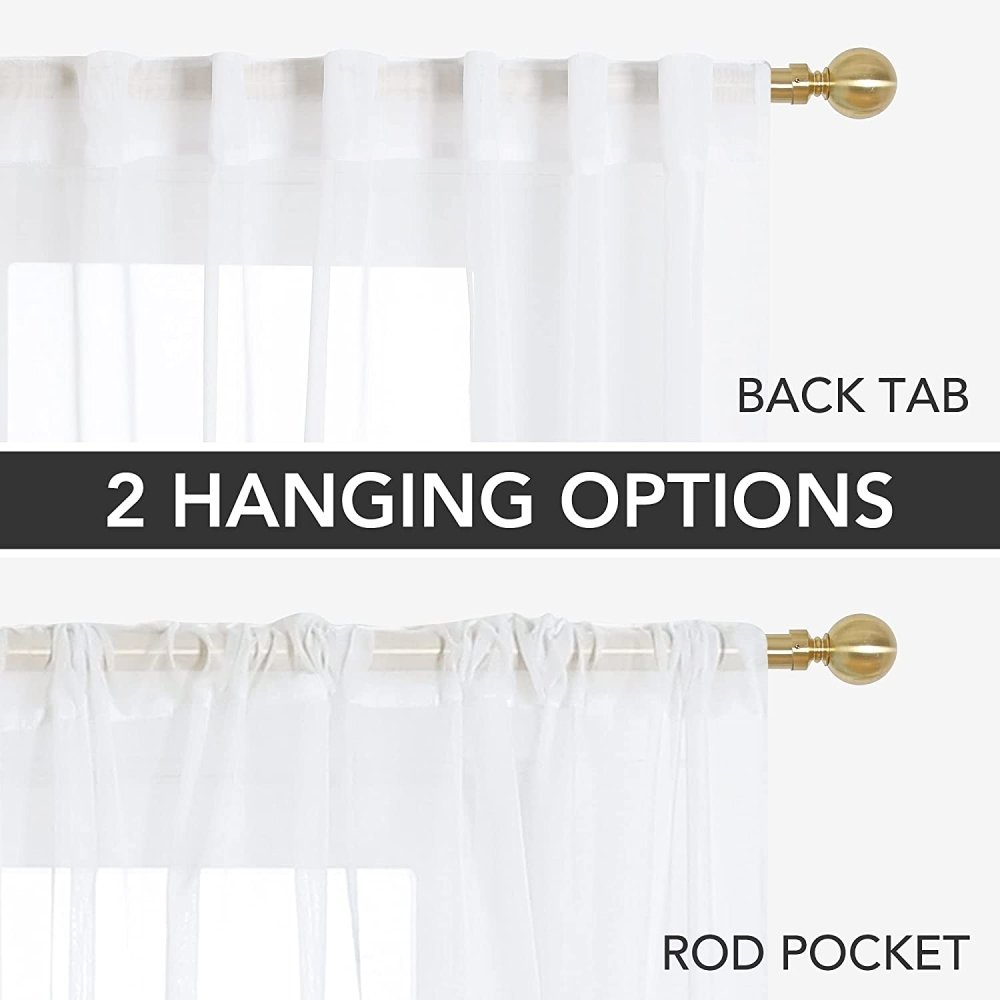 Deconovo Set of 2 Solid Back Tab Sheer Curtains - Rod Pocket – Deconovo US