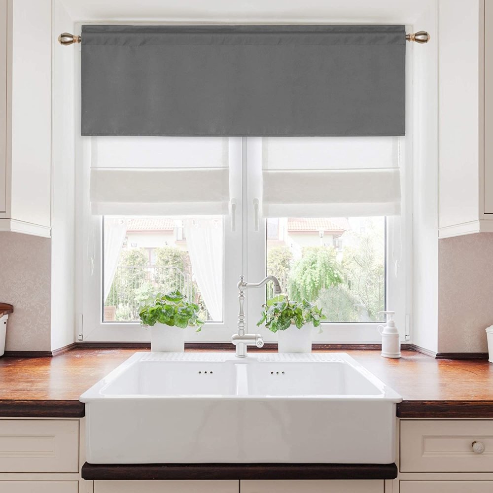 Solid Color Blackout Valance Curtains-Rod Pocket-1 Panel - Deconovo US