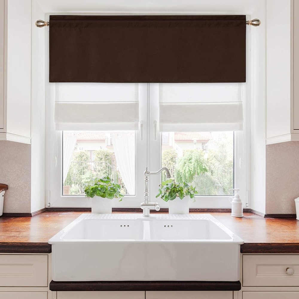 Solid Color Blackout Valance Curtains-Rod Pocket-1 Panel - Deconovo US