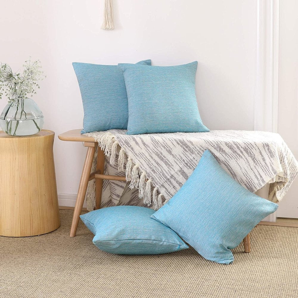 Solid Color Faux Linen Cushion Covers-Set of 4 - Deconovo US