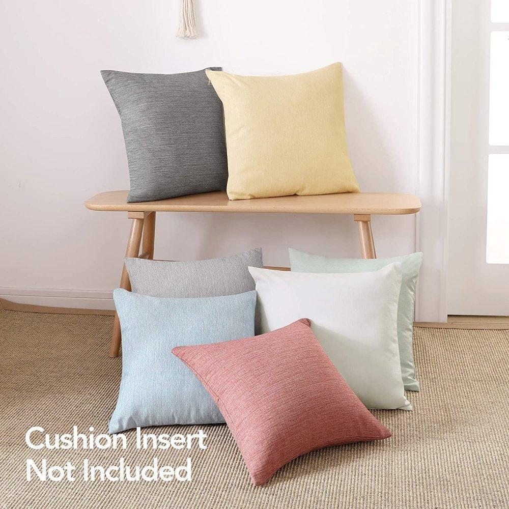 Solid Color Faux Linen Cushion Covers-Set of 4 - Deconovo US