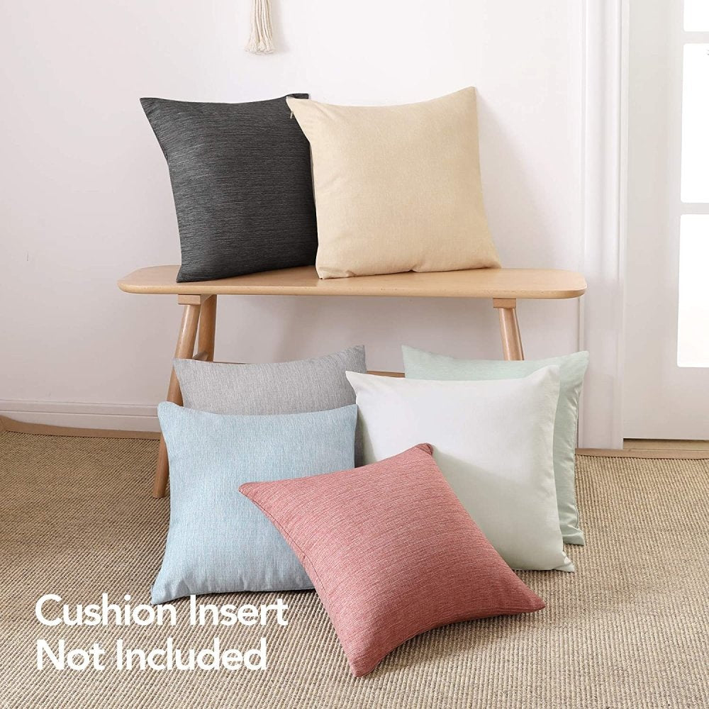 Solid Color Faux Linen Cushion Covers-Set of 4 - Deconovo US