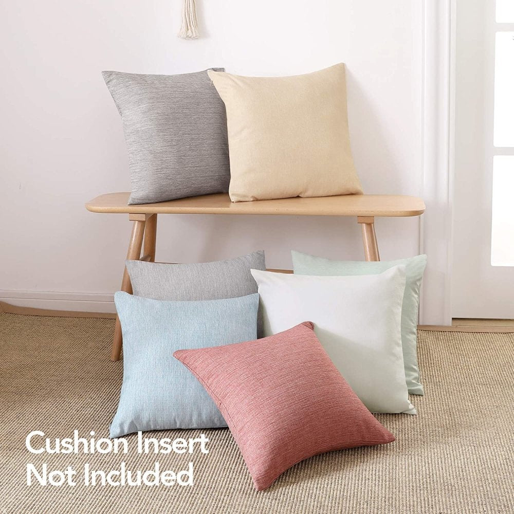 Solid Color Faux Linen Cushion Covers-Set of 4 - Deconovo US