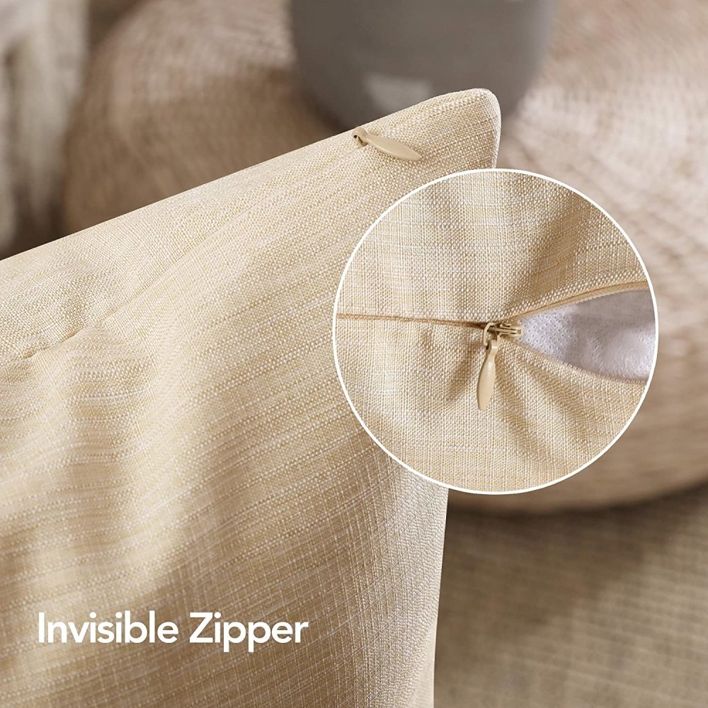 Solid Color Faux Linen Cushion Covers-Set of 4 - Deconovo US