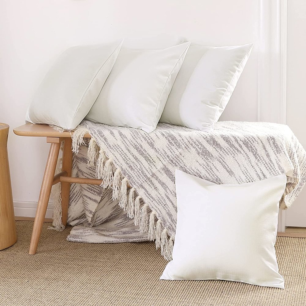 Solid Color Faux Linen Cushion Covers-Set of 4 - Deconovo US