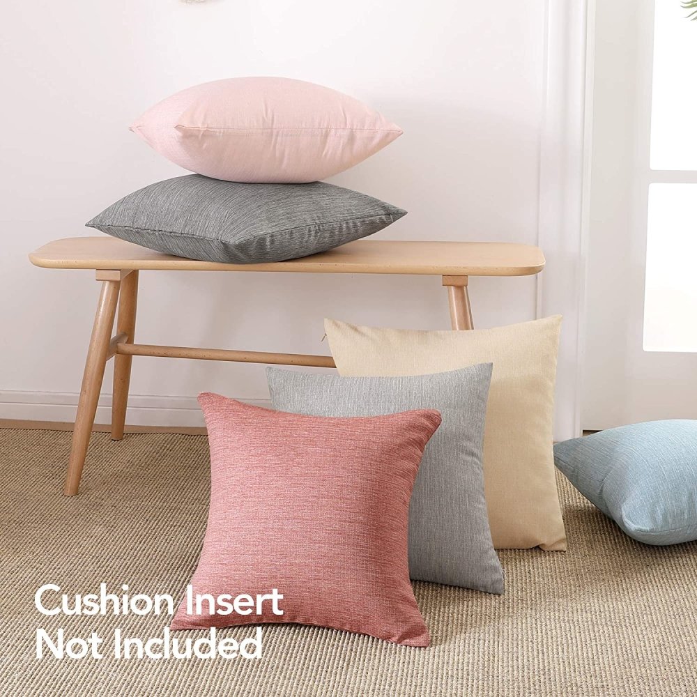 Solid Color Faux Linen Cushion Covers-Set of 4 - Deconovo US