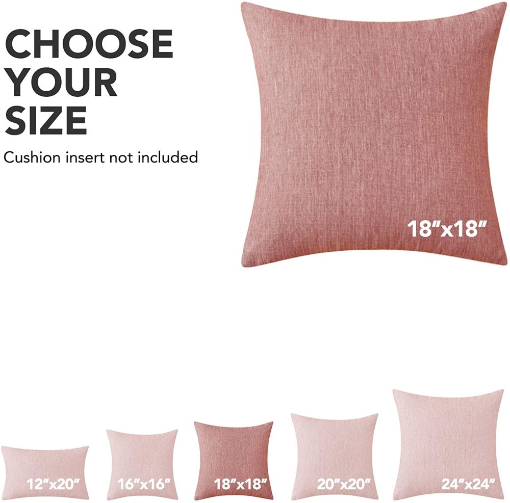 Solid Color Faux Linen Cushion Covers-Set of 4 - Deconovo US
