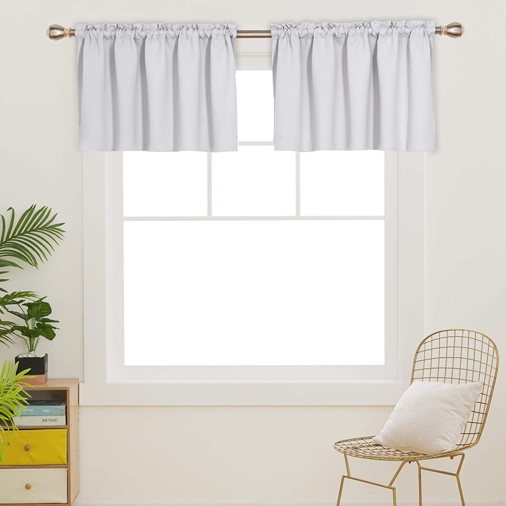 Solid Color Textured Embossed Blackout Valance Curtain-Rod Pocket-1 Panel - Deconovo US