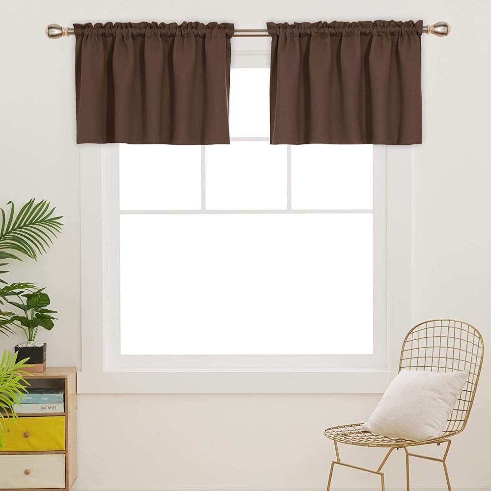Solid Color Textured Embossed Blackout Valance Curtain-Rod Pocket-1 Panel - Deconovo US