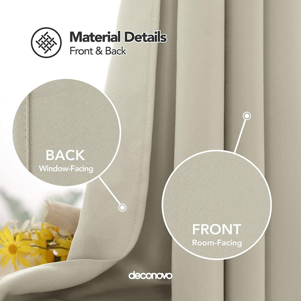 Solid Color Thermal Insulated Blackout Curtains - Grommet - 2 Panels - Deconovo US