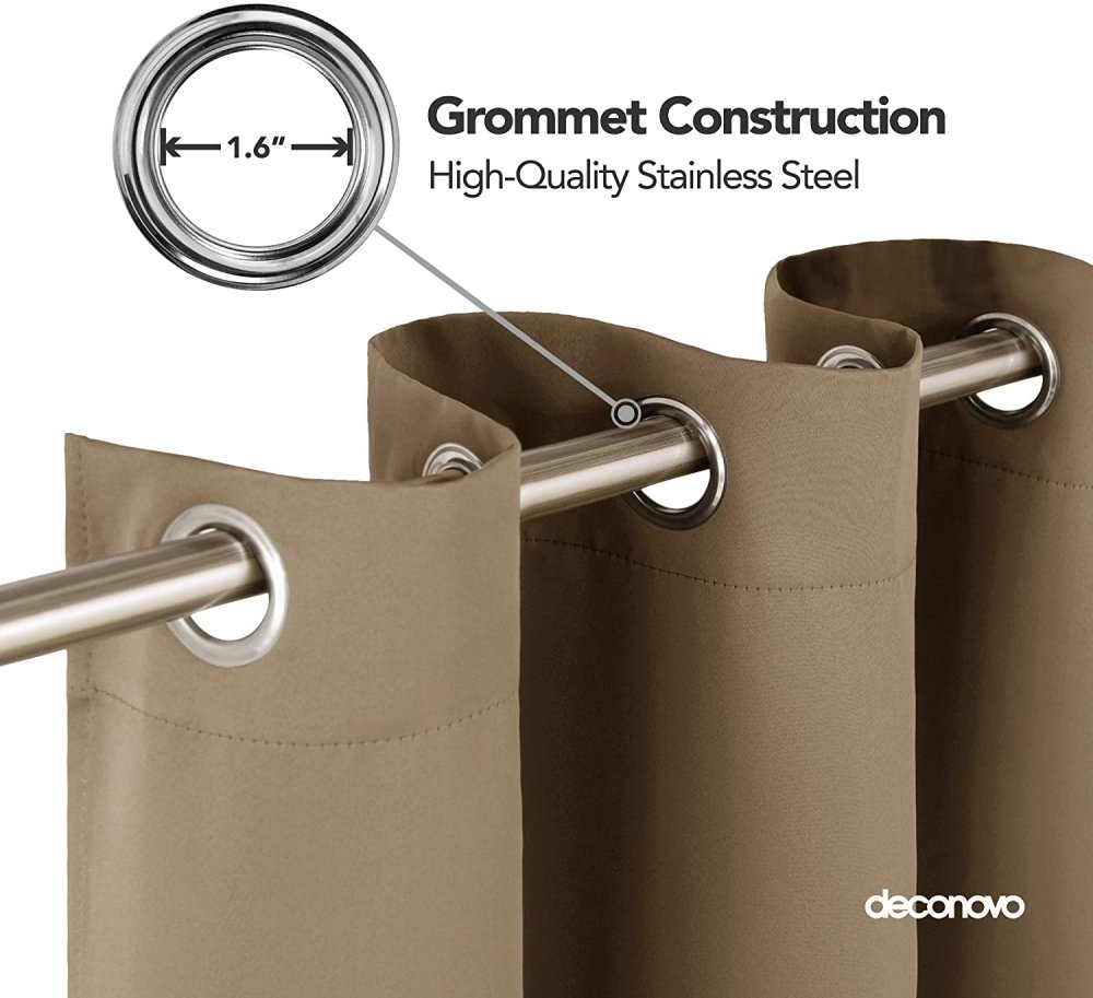 Solid Color Thermal Insulated Blackout Curtains - Grommet - 2 Panels - Deconovo US
