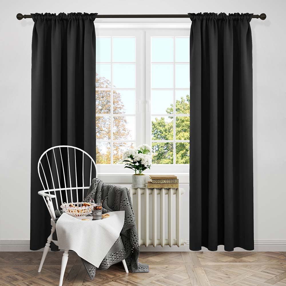 Solid Color Thermal Insulated Blackout Curtains - Rod Pocket | Insulated Winter Energy Saving | 2 Deconovo Panels - Deconovo US