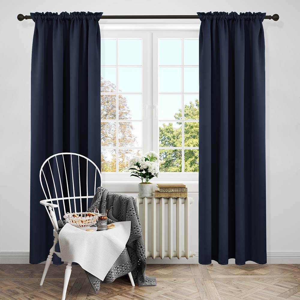 Solid Color Thermal Insulated Blackout Curtains - Rod Pocket | Insulated Winter Energy Saving | 2 Deconovo Panels - Deconovo US