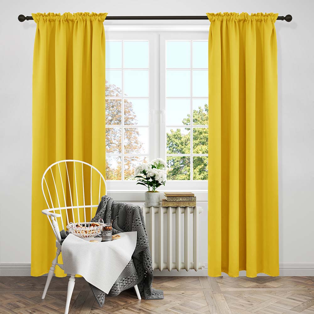 Solid Color Thermal Insulated Blackout Curtains - Rod Pocket | Insulated Winter Energy Saving | 2 Deconovo Panels - Deconovo US
