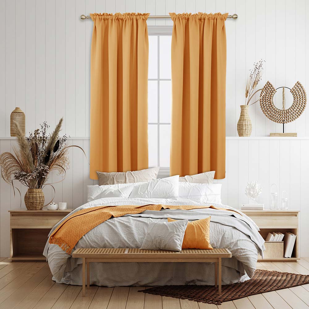 WONTEX 100% Thermal Blackout Curtains for Bedroom Winter Insulating Rod P 